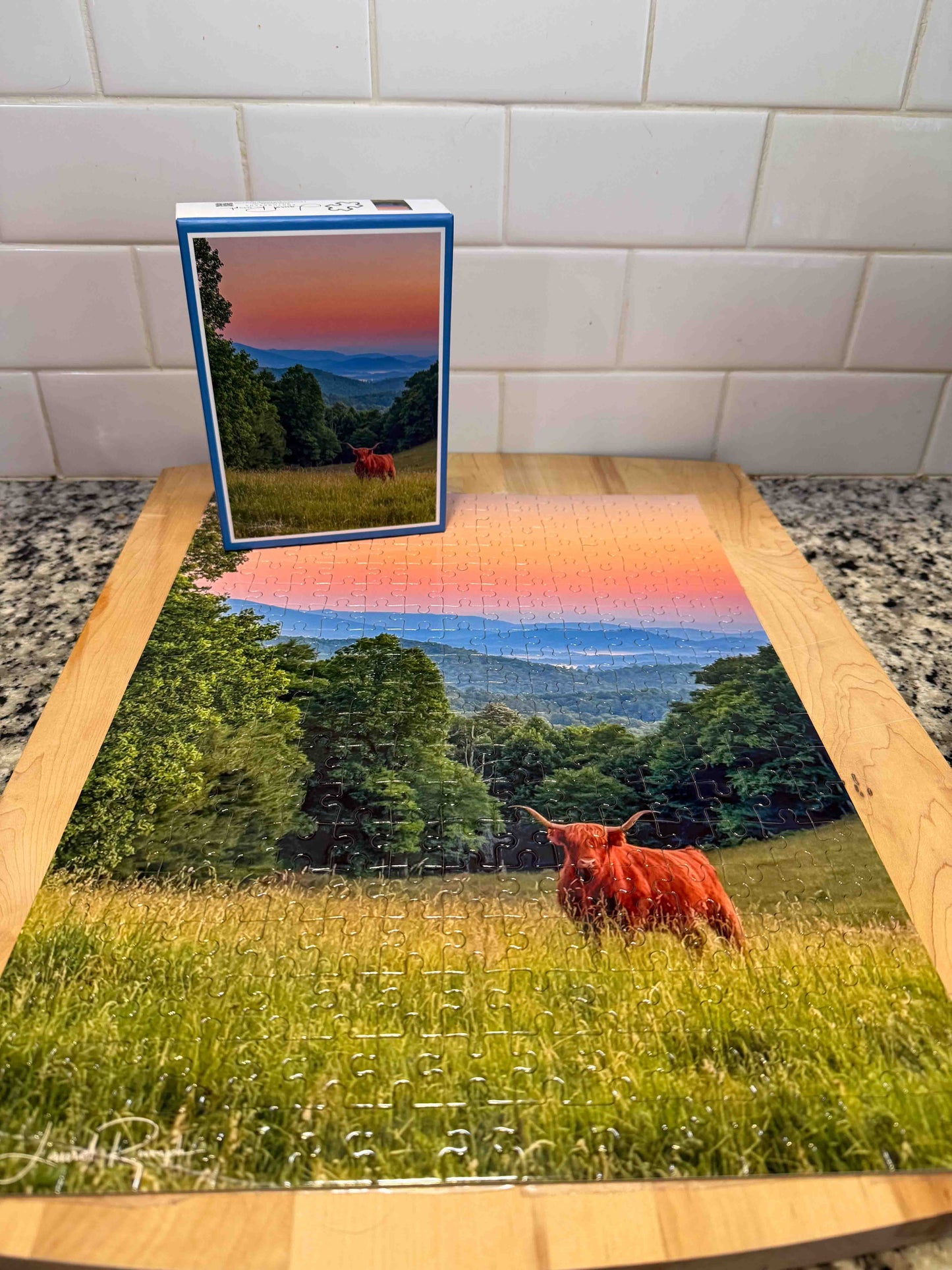 Highland cow jigsaw puzzle Blue Ridge Parkway North Carolina